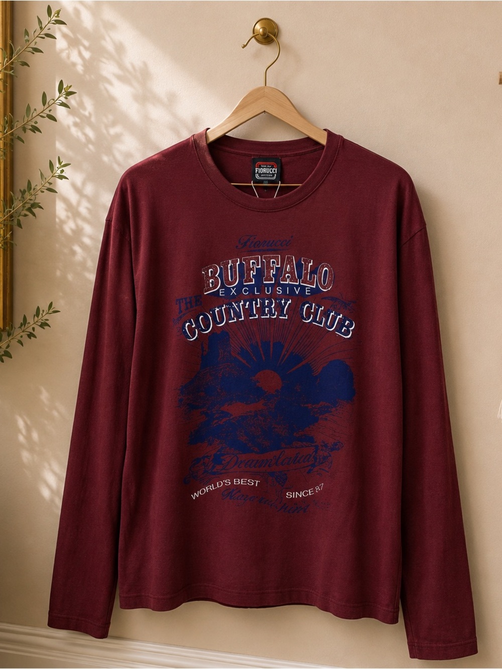 Fiorucci Buffalo Country Club Long Sleeve Graphic Tee XXXL NWT Made in Italy